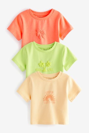 Green/Orange 3 Pack Bright Slogan Boxy T-Shirts (3-16yrs)