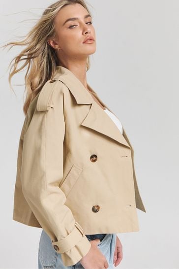 Simply Be Natural Cropped Trench Coat