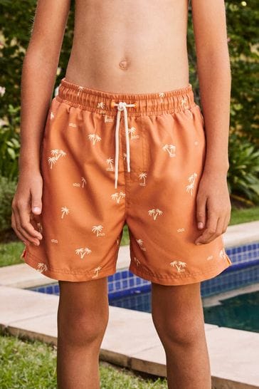 Rust Palm Printed Swim Shorts (3mths-16yrs)