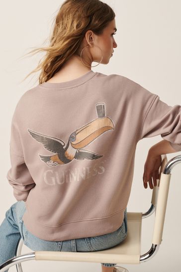 Lilac Grey License Guinness Graphic Crew Neck Sweatshirt