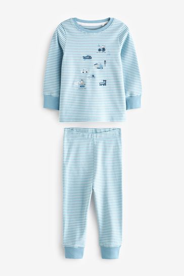 Blue Transport Snuggle Pyjamas 3 Pack (9mths-10yrs)
