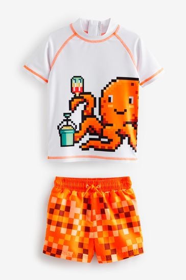 Orange Octopus Sunsafe Top and Shorts Set (3mths-7yrs)