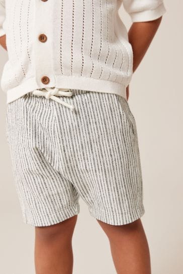 Pantalones cortos de punto a rayas blancas y negras (3meses-7años)