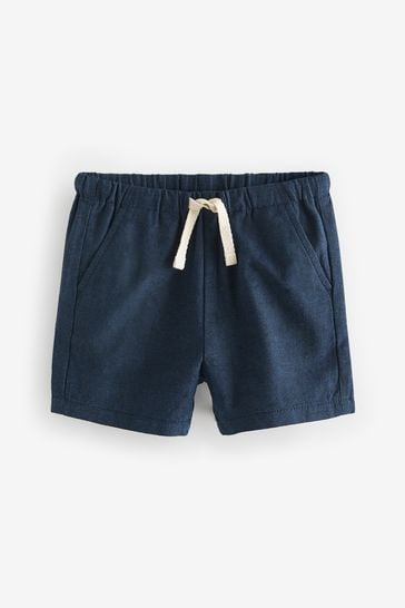 Navy Linen Blend Pull-On Shorts (3mths-7yrs)