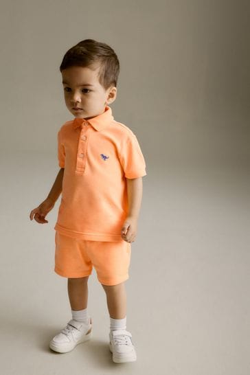 Orange Short Sleeve Polo and Shorts Set (3mths-7yrs)
