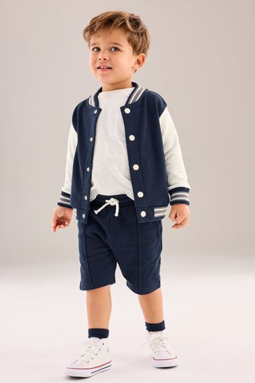 Navy Blue Letterman and Shorts Set (3mths-7yrs)