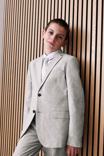 Grey Linen Blend Suit Jacket (3-16yrs)