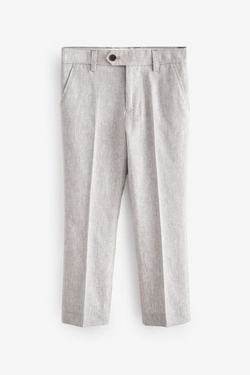 Grey Linen Blend Suit Trousers (12mths-16yrs)