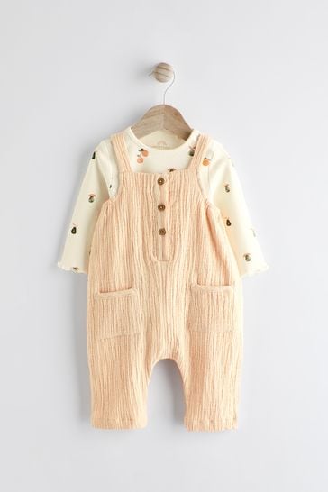 Peach Pink Baby Bodysuit and Dungarees Set (0mths-2yrs)