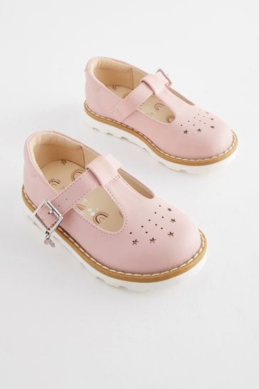 Pink Wide Fit (G) T-Bar Shoes