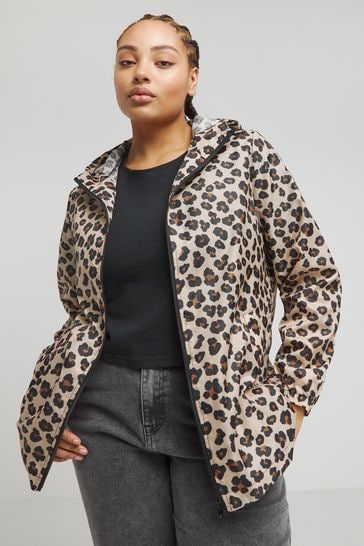 Simply Be Brown Leopard Print Packaway Jacket