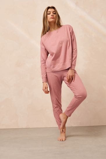 Pink Floral Cotton Long Sleeve Pyjamas