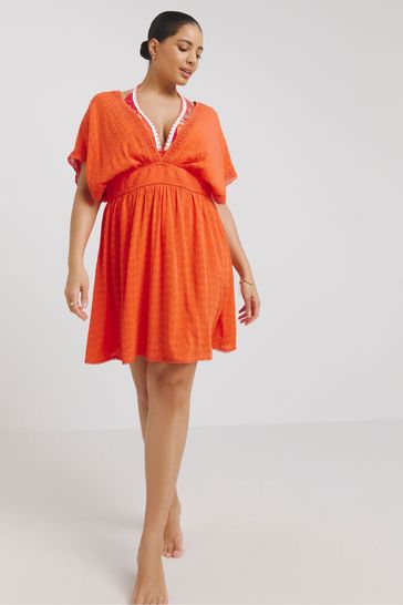 Figleaves Orange Broderie Beach Dress
