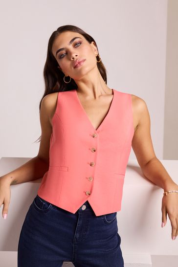 Coral Pink Tailored Waistcoat
