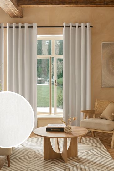 White Cotton Blackout/Thermal Eyelet Curtains