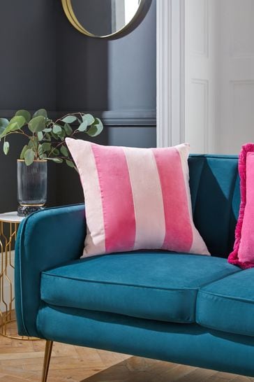 Fuchsia Pink Stripe 50 x 50cm Linford Velvet Cushion