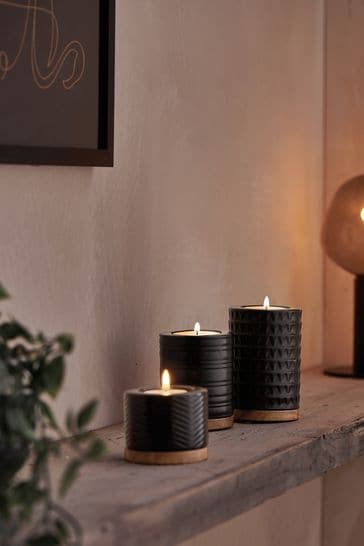 Set of 3 Black Bronx Tealight Candle Holders