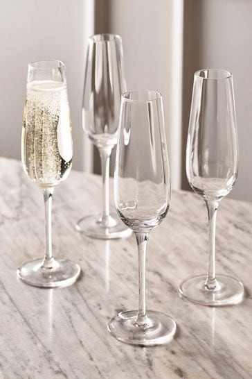 Set of 4 Clear Kya Champagne Flutes