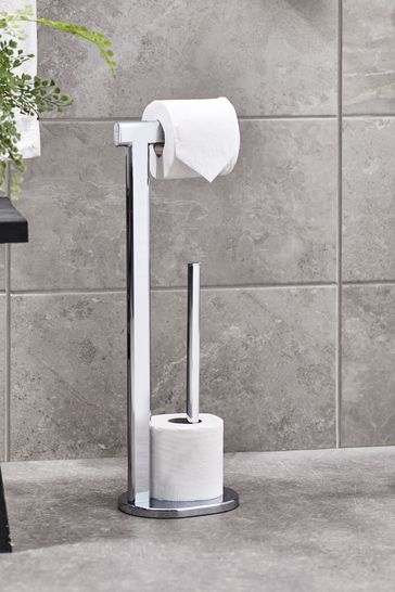 Chrome Oslo Floor Standing Toilet Roll Holder