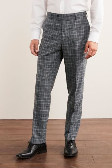 Grey Regular Fit Check Suit: Trousers