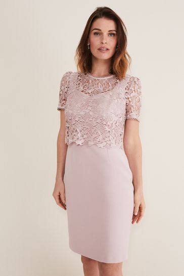 Phase Eight Pink Isabella Lace Dress