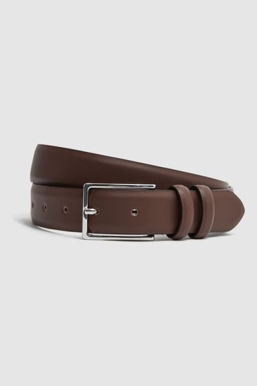 Reiss Tan Dante Smooth Leather Belt