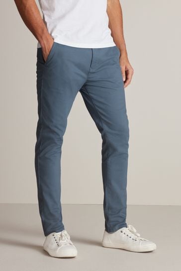 Mid Blue Stretch Skinny Fit Chino Trousers