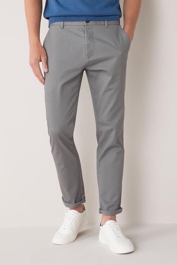 Grey Stretch Skinny Fit Chino Trousers