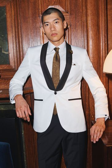 White Slim Tuxedo Suit Jacket