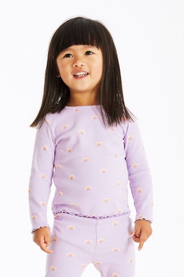 Lilac Purple Rainbow T-Shirt Long Sleeve Rib T-Shirt (3mths-8yrs)