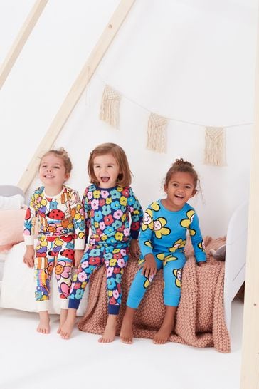 Pack de 3 pijamas abrigados con estampado floral y de personajes multicolor (9 meses-8 años)