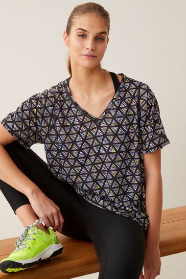 Buy Black Pink Next Active Sports Short Sleeve V Neck Top from