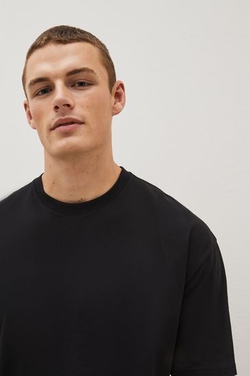 Black Relaxed Fit Essential Crew Neck T-Shirt