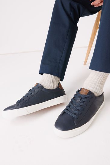 Navy Blue Regular Fit Perforated Side Trainers