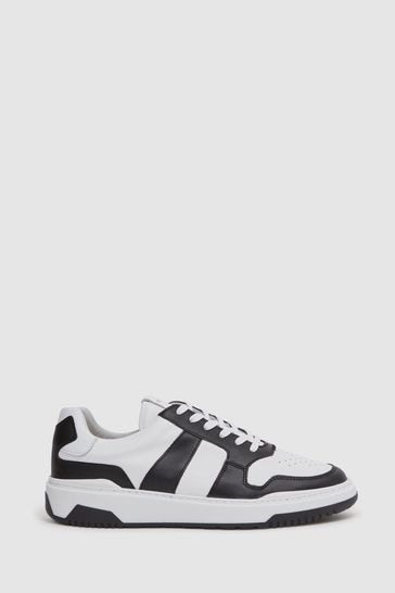 Reiss Black Arlo Low Top Leather Trainers