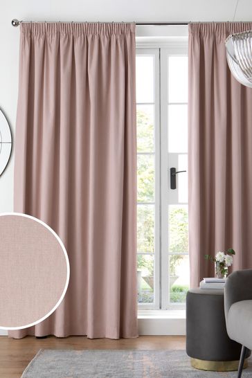 Dusky Pink Pencil Pleat Cotton Pencil Pleat Blackout/Thermal Curtains