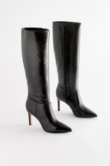 Black pointed hot sale boots leather