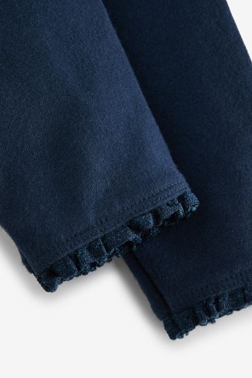 Navy Blue Lace Trim Leggings 3mths 7yrs