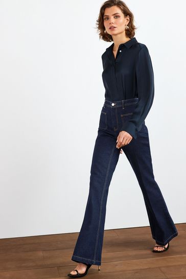 Rinse Blue Pocket Front Flare Jeans