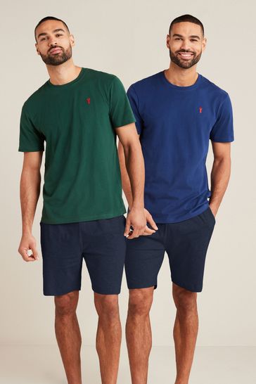 Green/Blue Shorts Pyjamas Set 2 Pack