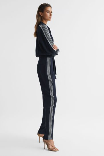 Navy long sleeve jumpsuit outlet