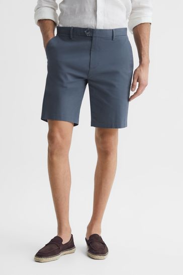 Reiss Airforce Blue Wicket Modern Fit Cotton Blend Chino Shorts