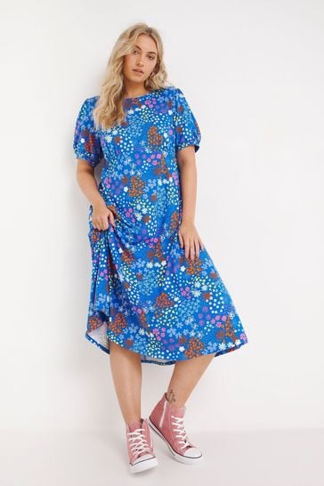 Buy Simply Be Blue Ditsy Supersoft Midi Dress from Next Austria