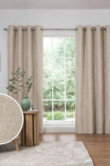 Natural Next Heavyweight Chenille Eyelet Lined Curtains