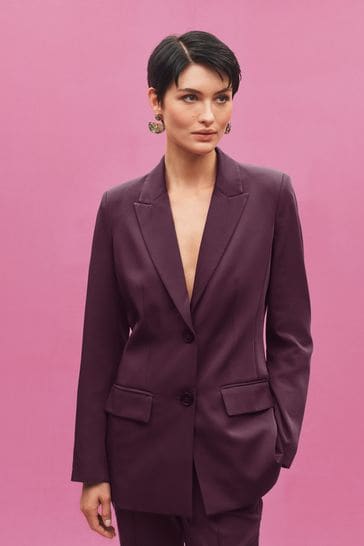 Purple Single Breasted Fitted Jacket