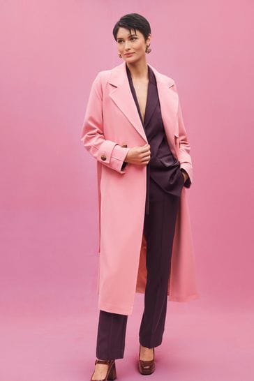 Bright Pink Relaxed Trench Coat