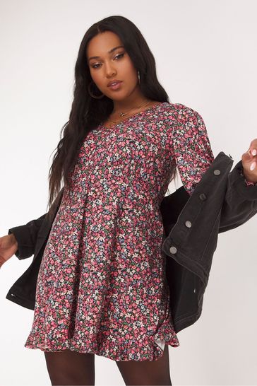 Buy Simply Be Pink Floral Supersoft Printed Tea Dress from Next