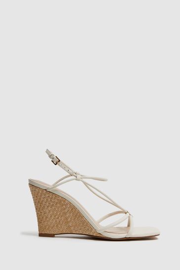 Reiss Off White Daisey Strappy Wedge Heels