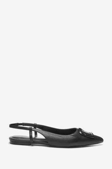 Black Forever Comfort® Buckle Detail Slingback Shoes