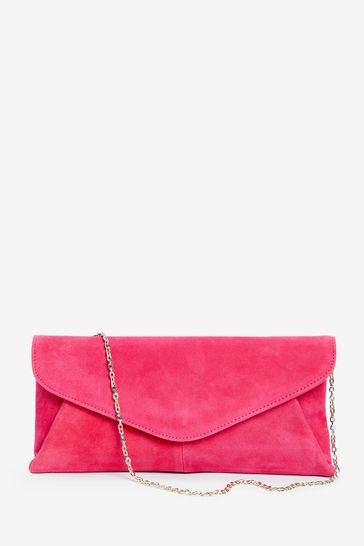 Hot pink online suede clutch bag